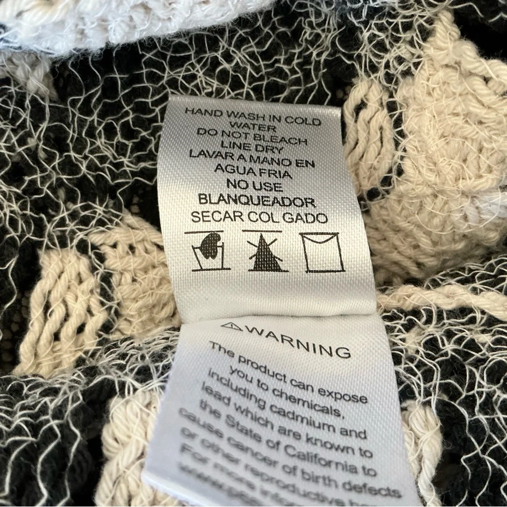 Love J Top Womens Crochet Cropped Tank Cream Black Granny Square Boho Festival - Picture 11 of 11